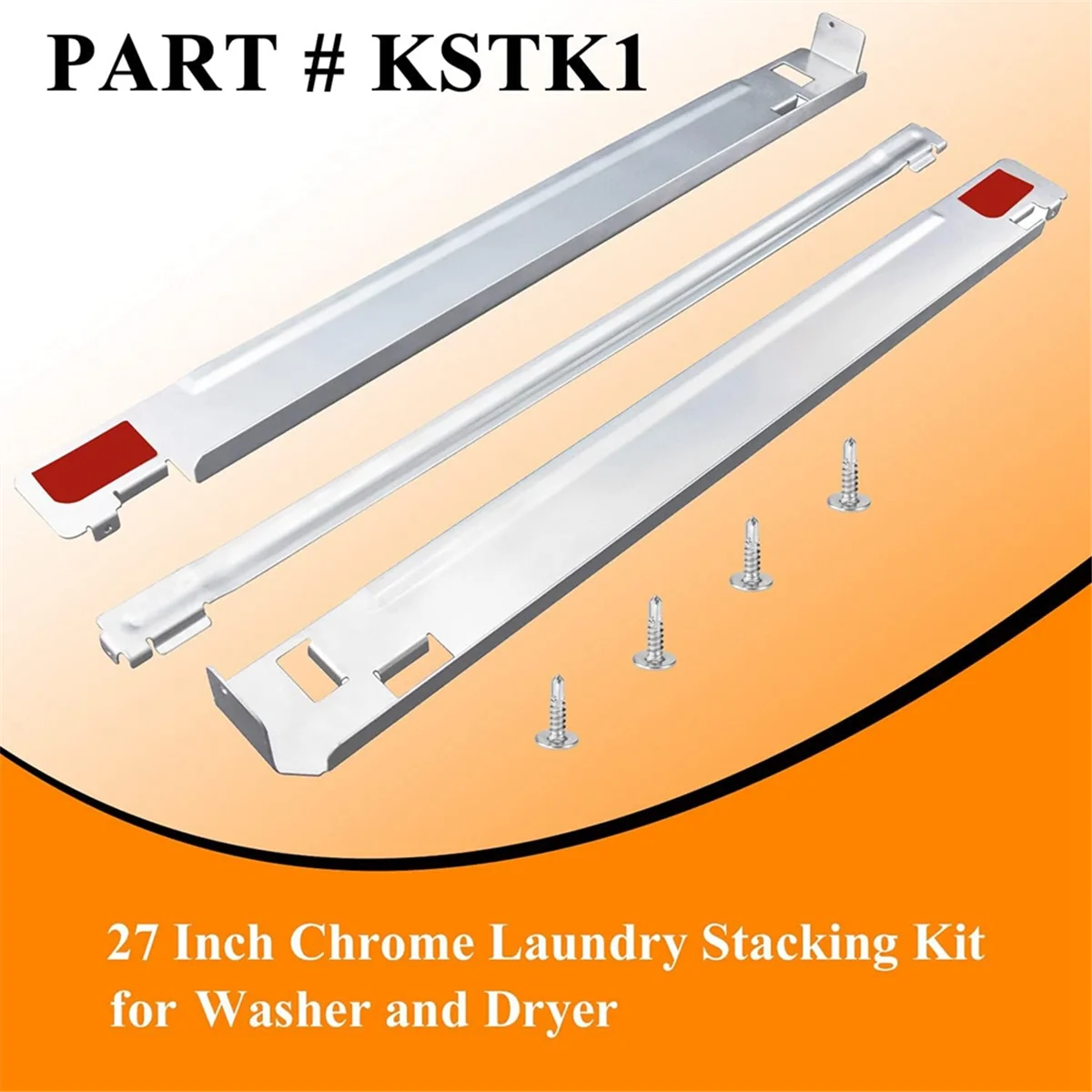 ABJZ KSTK1 طقم تكديس الغسيل مقاس 27 بوصة بديل للغسالة والمجفف - معدن صلب مطلي بالكروم