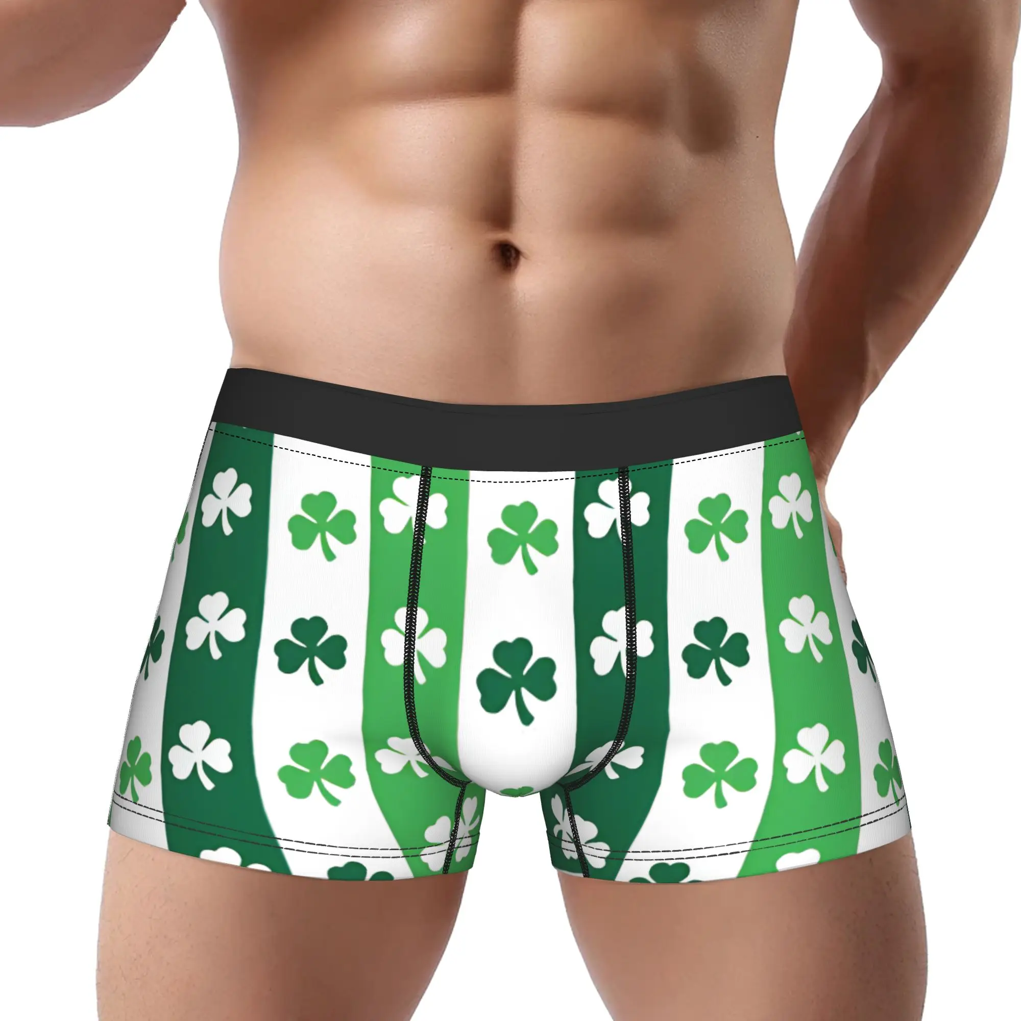 

Мужские трусы-боксеры с принтом клевера ко Дню Святого Патрика, зеленые ирландские трусы, 1 шт., для Хэллоуина и Рождества