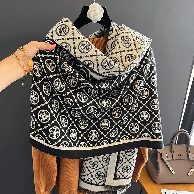 New Design Luxury Warm Cashmere Scarf for Women Winter Design Shawls and Wraps Bufandas Poncho Thick Pashmina Blanket Echarpe