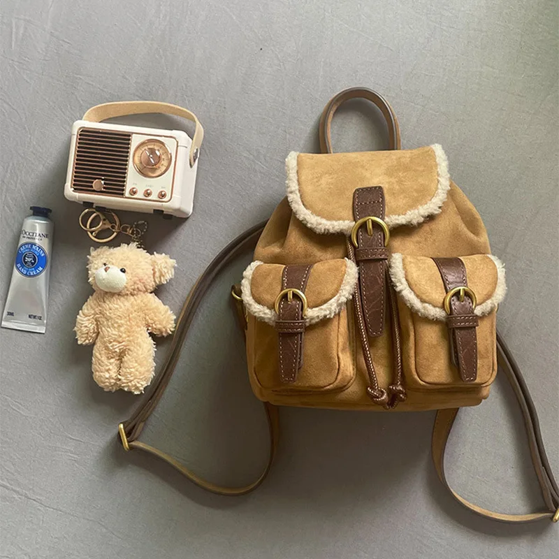 Kid Backpack for Boy Vintage Lamb Plush Backpack Versatile Handheld Shoulder Bag Cute Backpacks Back To School Bags Designer Bag