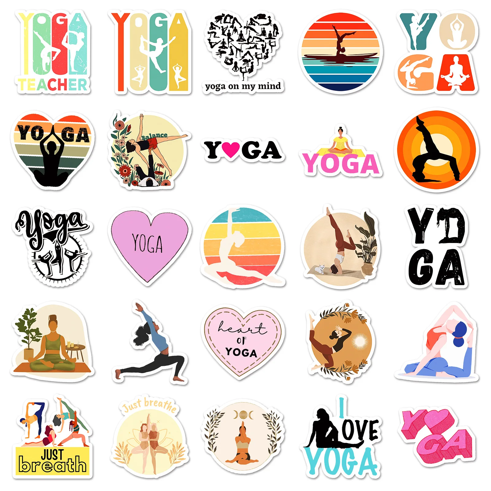 10/30/50PCS New Fitness Exercise Art Healthy Yoga Sticker DIY Phone Laptop Luggage Skateboard Graffiti Decals Fun for Kid Toy