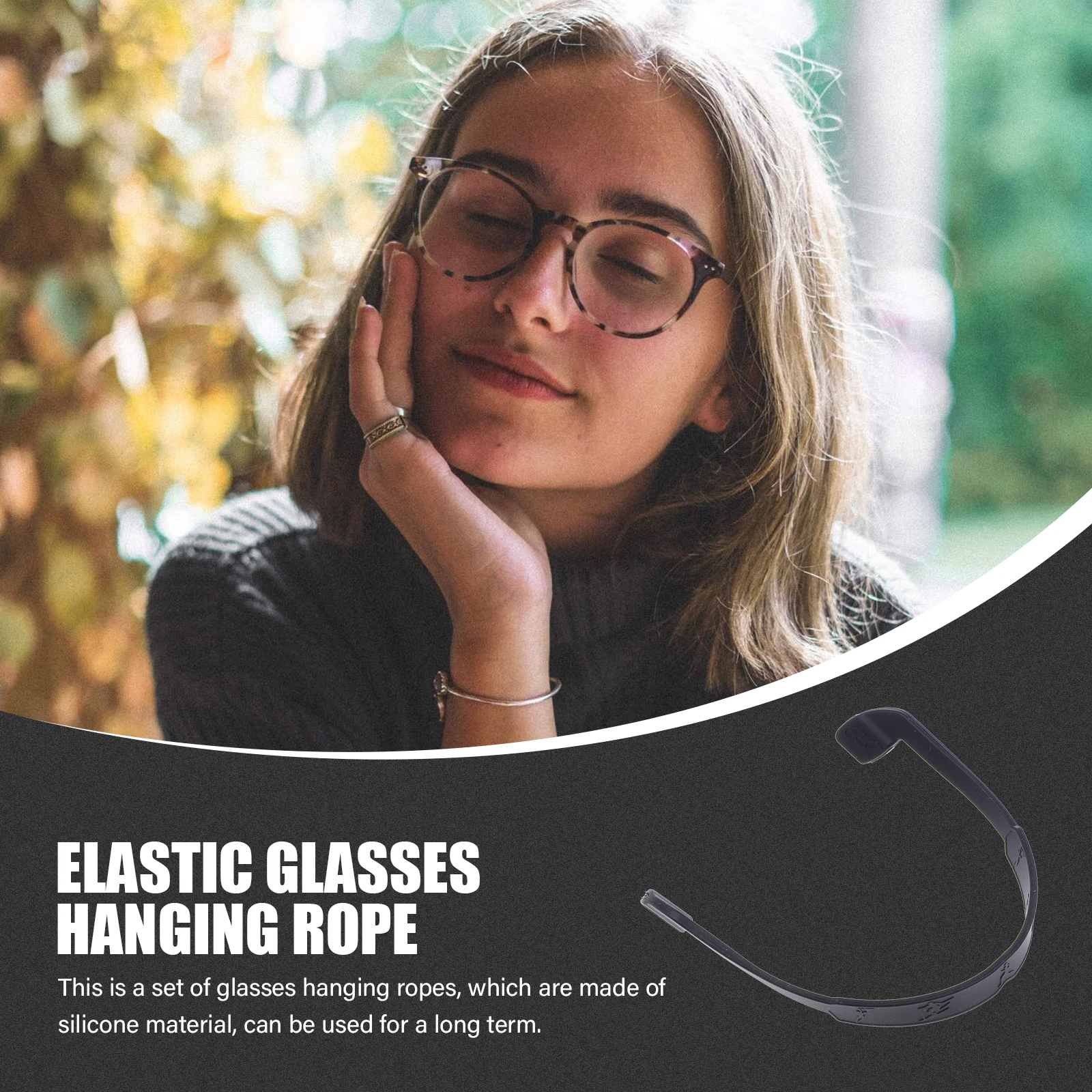 

6pcs Silicone Glasses Ropes Non-Slip Elastic Hanging Straps Sports Eyewear Holder 2.5-16Mm Fit All Sunglasses Black