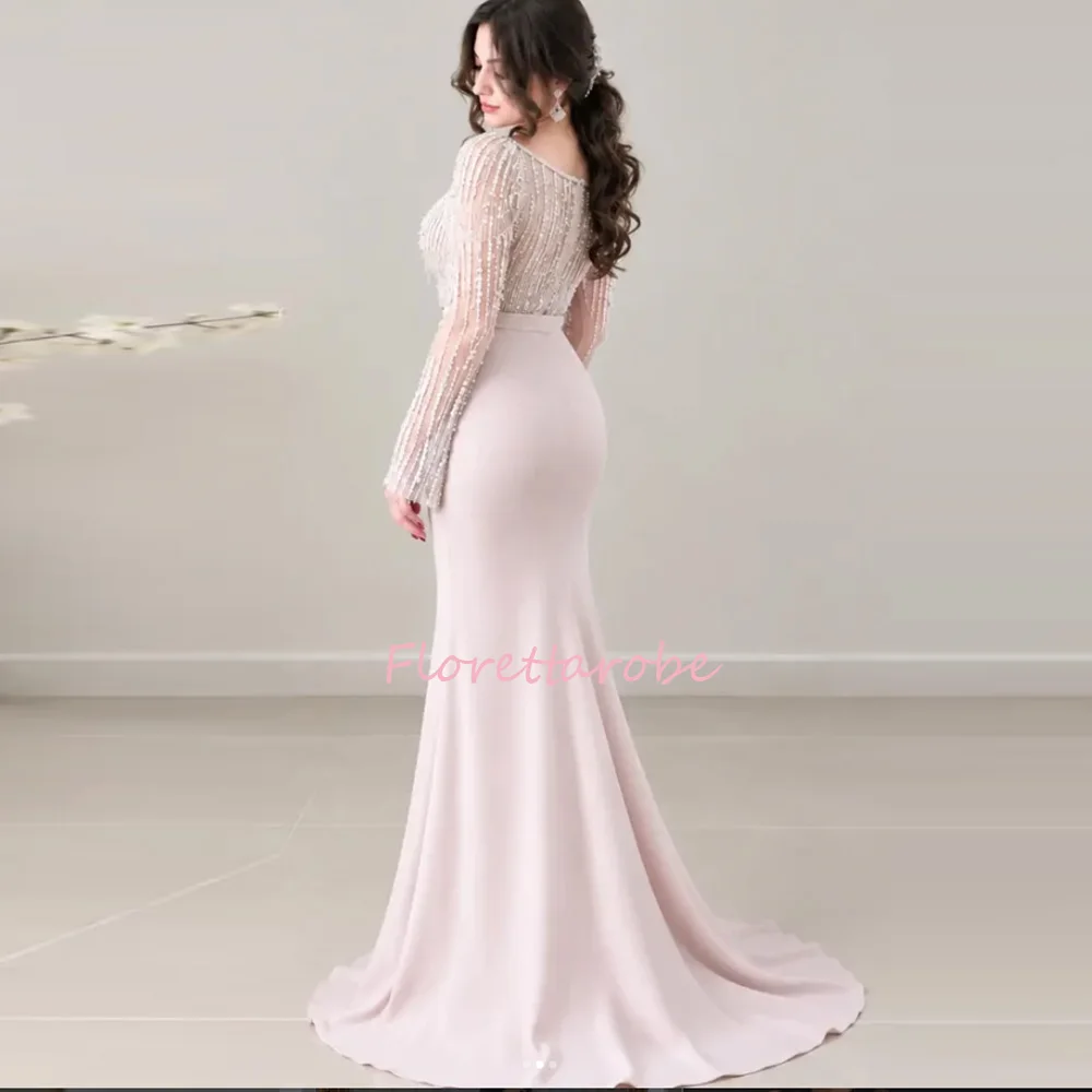 Customized Elegant Mermaid Evening Gown Featuring Asymmetrical One Shoulder Full Length Shimmer Sequin Sleeve  Bodice Prom Dress