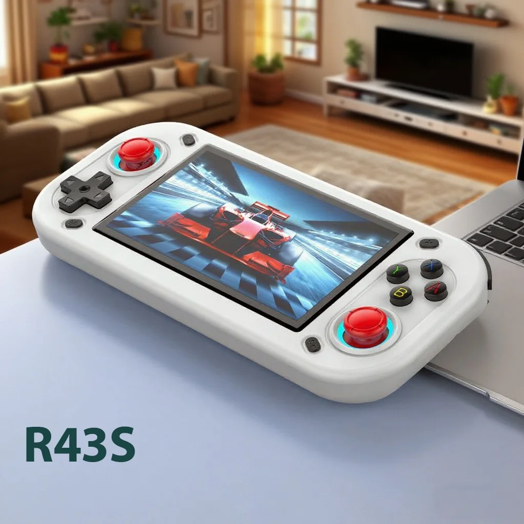 R43S ريترو وحدة تحكم ألعاب فيديو محمولة مفتوحة المصدر نظام لينكس 4.3 بوصة IPS شاشة مشغل فيديو جيب محمول