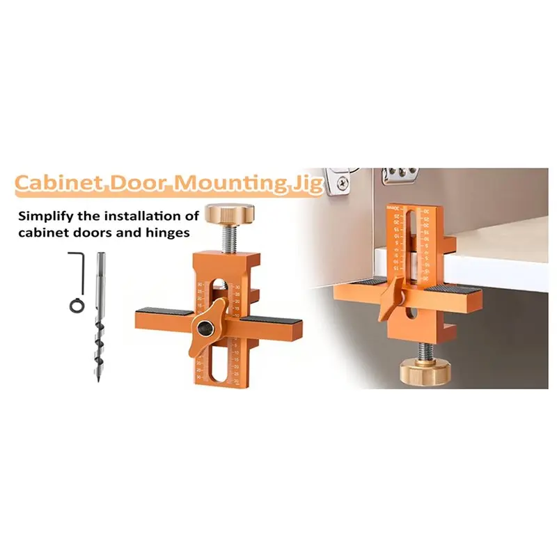 【KITS】Installation Jig For Cabinet Doors With 6Mm, 8 Mm, 10Mm Latch Drilling Bits, Multifunctional Aluminum Alloy Woodworking To
