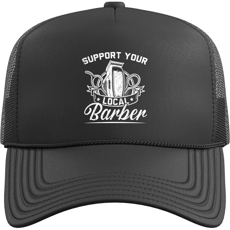 Support Your Local Barber Barbershop Hairstylist Trucker Hat with Adjustable Mesh Back