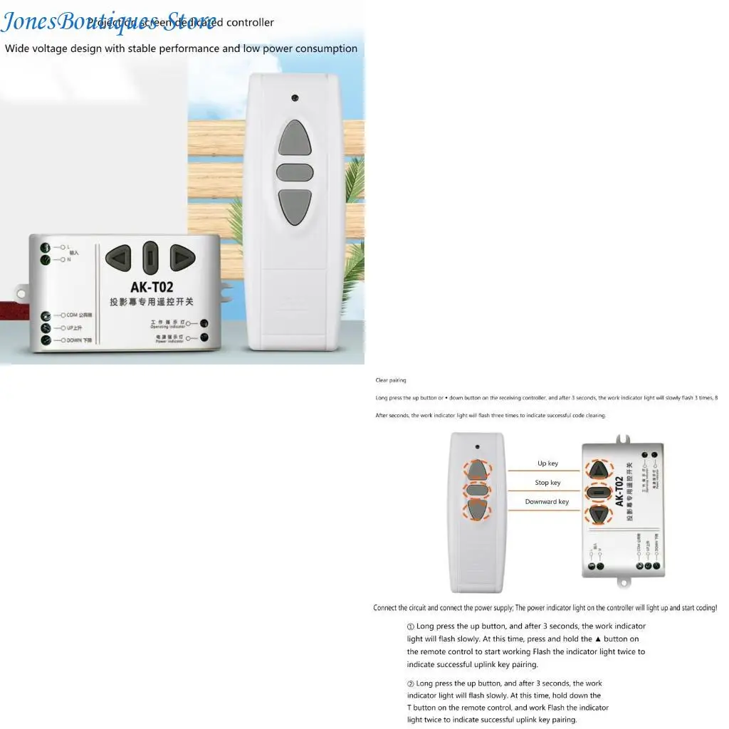 

Wireless Remote Switches AC220V 315/433Mhz Relays,Wireless RF Switches for Projection Screen ,98Ft Long Ranges W8KE