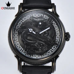 Oumashi Blcak Dragon Men's Automatic Mechanical Watch Miyota8215 Movement Rotatable Dragon Sapphire Glass 10Bar Water Resistance