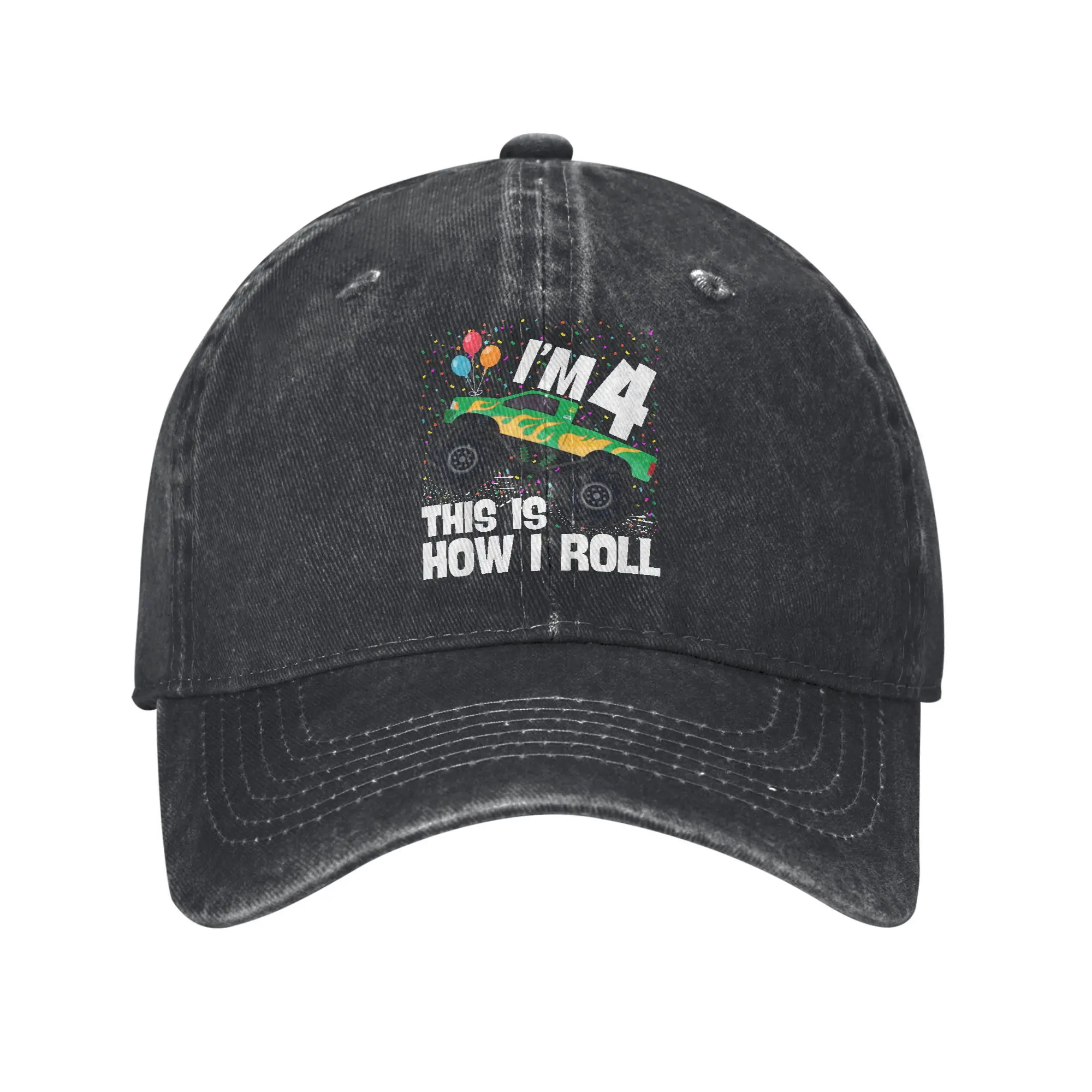 

Kids I'm 4 Years Old 4th Birthday Boy Monster Truck Car Sun Baseball Cap Unisex-Teens Hats Tennis Skate Hot Sale Baseball Caps