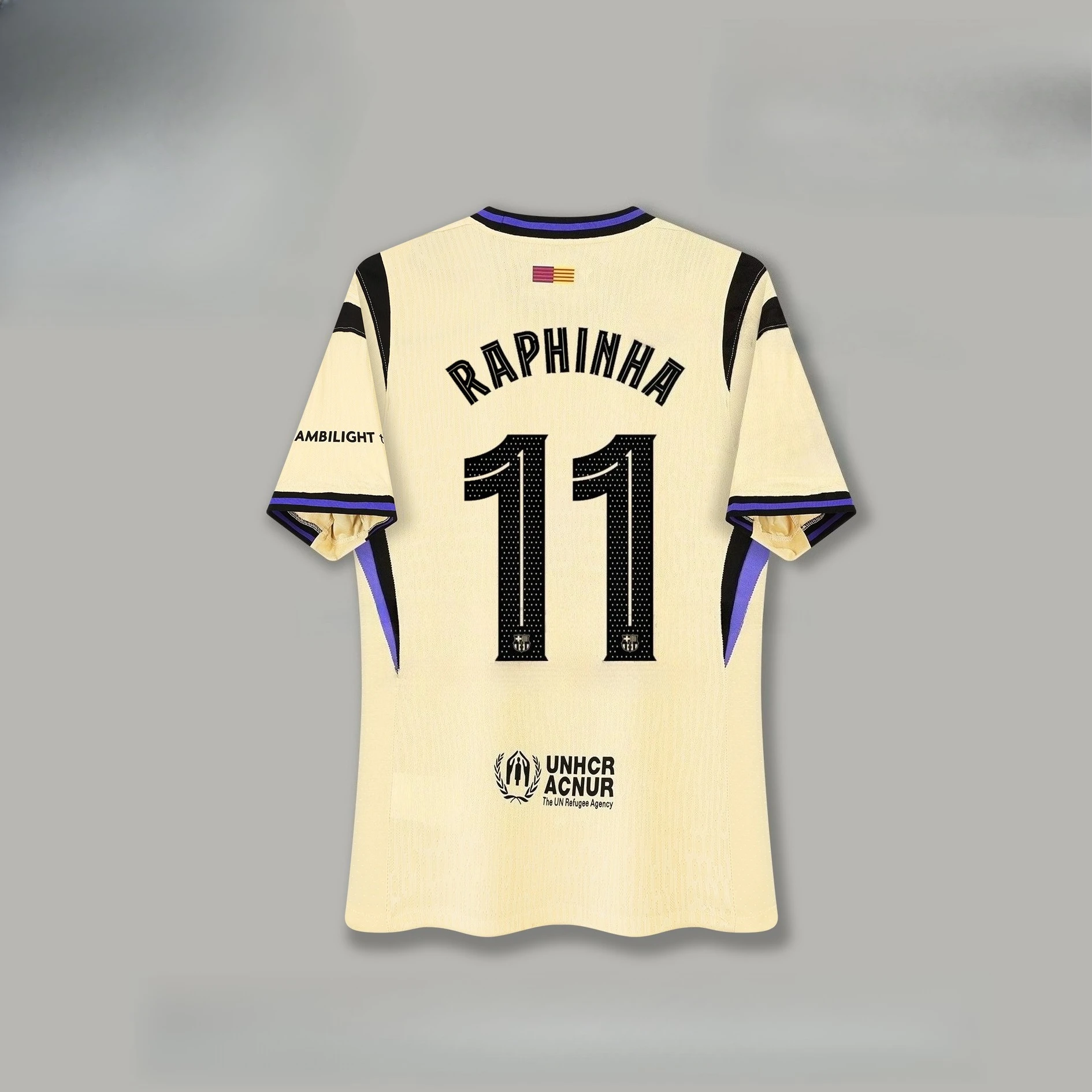 Temporada 25/26 Barcelona Jersey Away No.11 Jersey versión de seguidor camiseta deportiva informal transpirable para hombres y mujeres