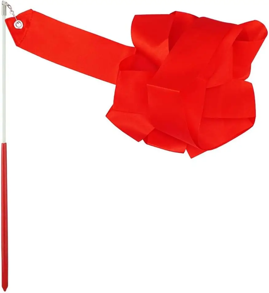 Красные танцевальные ленты, ленты для художественной гимнастики, танцевальные растяжки для дубинки, вращающиеся палочки, тренировочные принадлежности для художественных танцев, 2 шт.