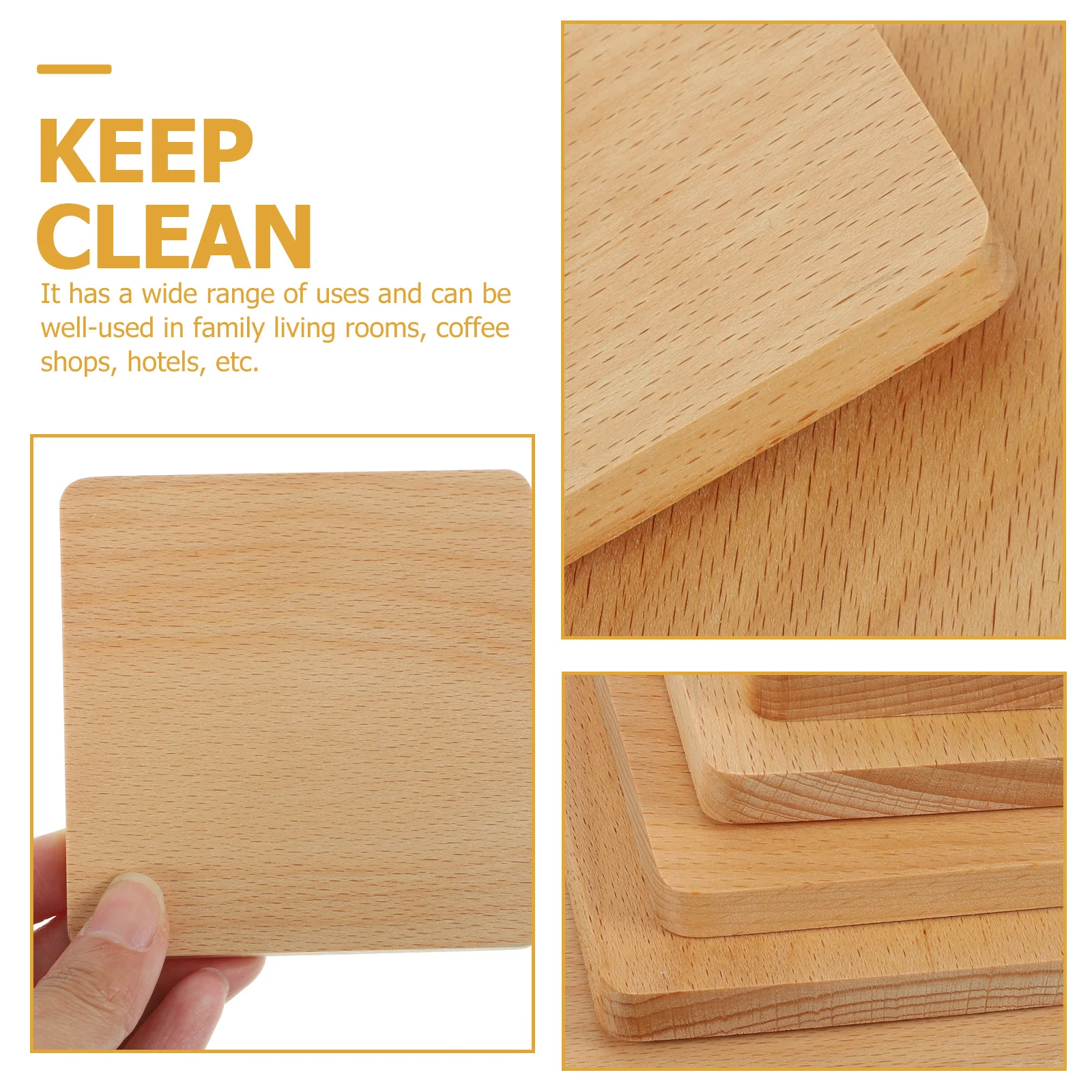 

6Pcs Wooden Coasters Heat Insulation Mats Simple Design for Home and Commercial Use Wood Coasters Wood Coaster
