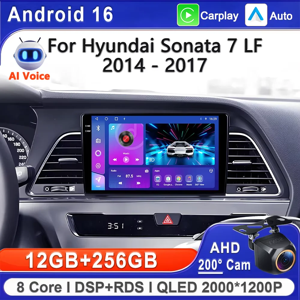 Android 16 2K Incell Screen Multimedia For Hyundai Sonata 7 LF 2014-2017 High-performance CPU GPS Navigation HDR BT Touch Screen
