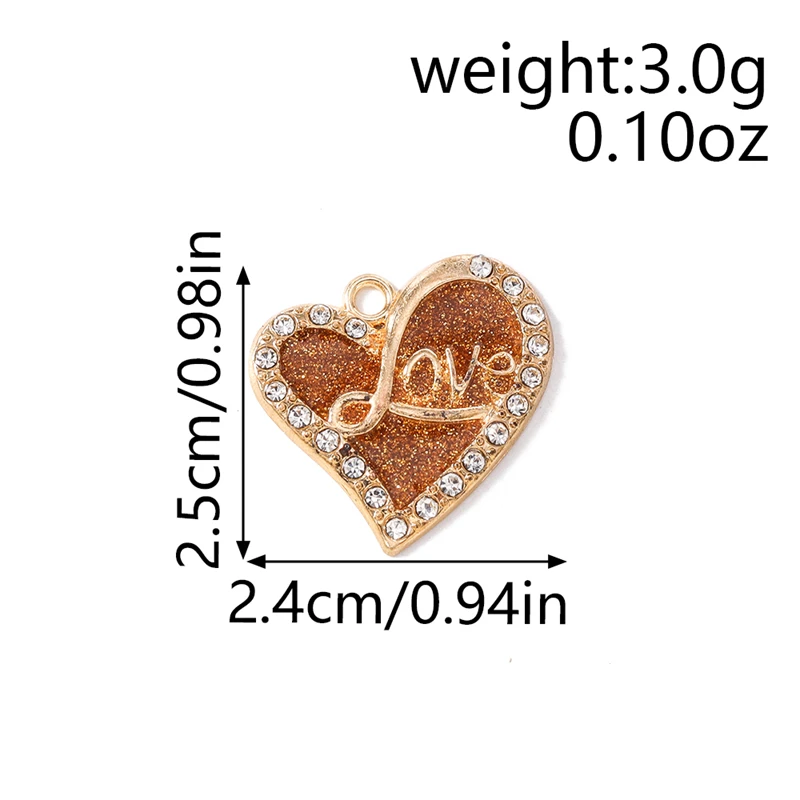 10 Stück 24x25mm Niedliche Emaille-Herzanhänger für die Herstellung von Ohrringen, Halsketten, Armbändern, DIY-Bastelarbeiten und Schmuckzubehör – Detail 1