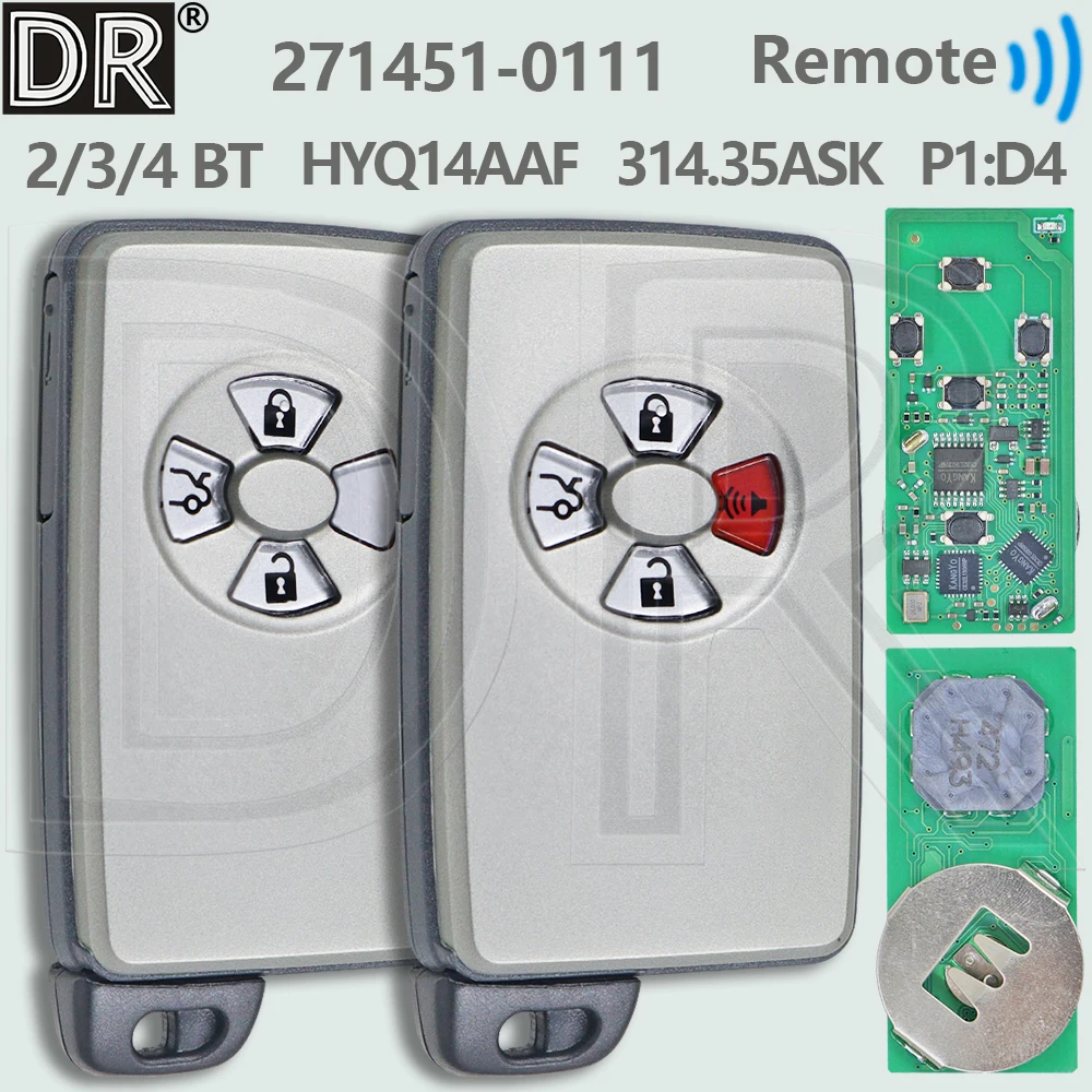 

Плата DR HYQ14AAF 271451-0111 4D P1:D4 чип 314.35 ASK 89904-07030 бесконтактный автомобильный дистанционный ключ для Toyota Avalon 2006-2012