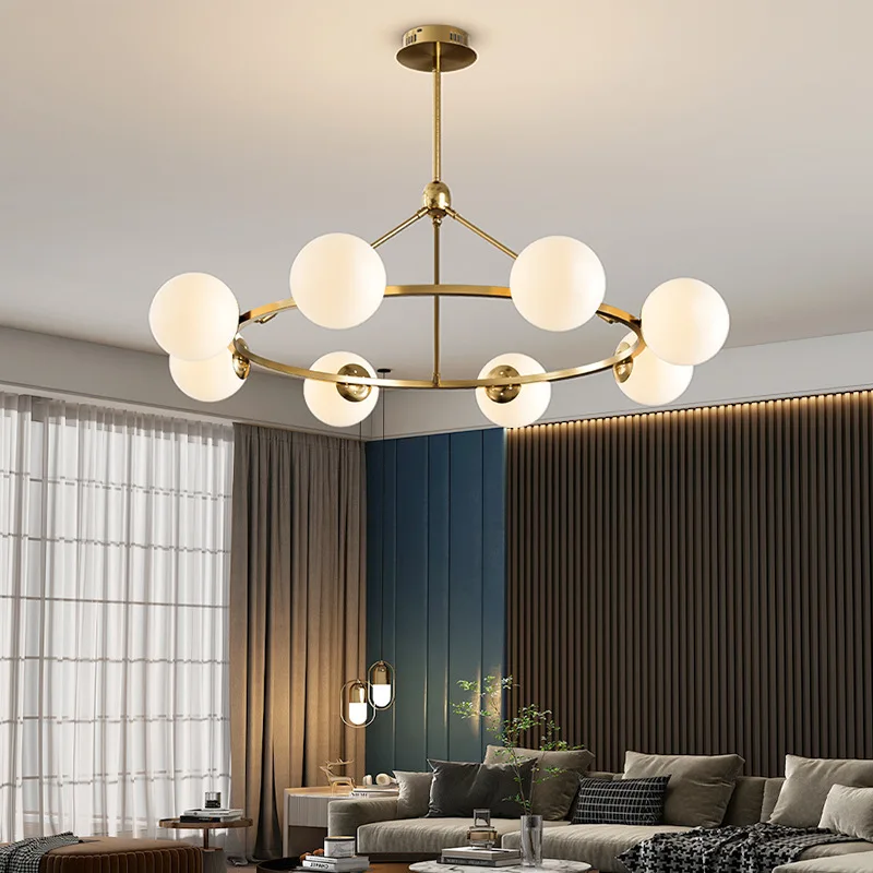 

SANDYHA Luxury Iron Glass Pendant Lights for Nordic Living Room Restaurant Ceiling Chandelier Modern Home Decoration Fixtures