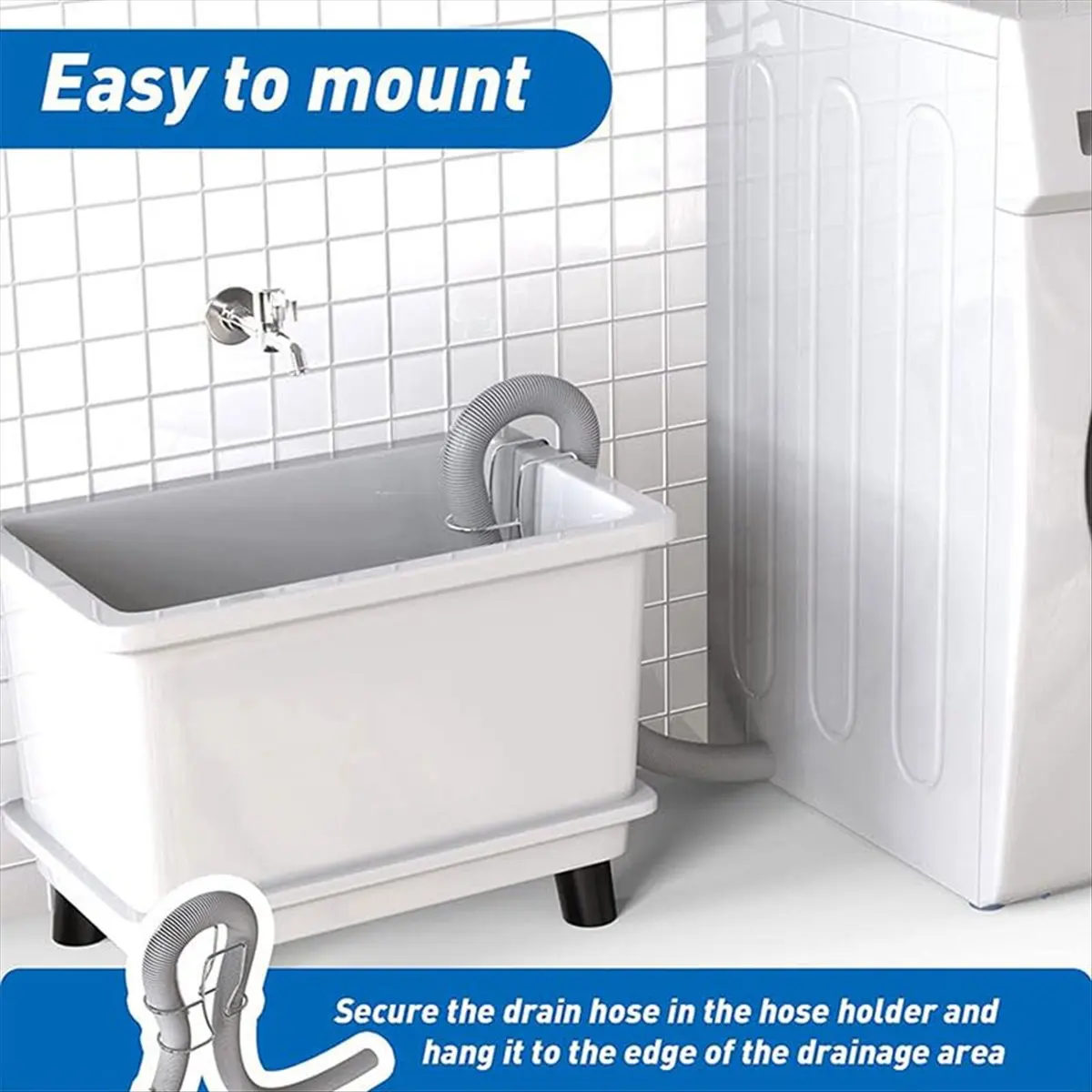 [HIGH] Stainless Steel Washing Machine Drain Hose Holder Hook, Universal Utility Sink Hose Clamp, Laundry Tub Hose Guide Clip