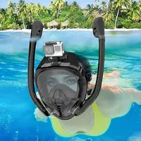 Máscara de snorkel de cara completa 180 ° Gafas de natación para buceo con vista panorámica, tapa seca de silicona, con 2 snorkel, antivaho y antifugas