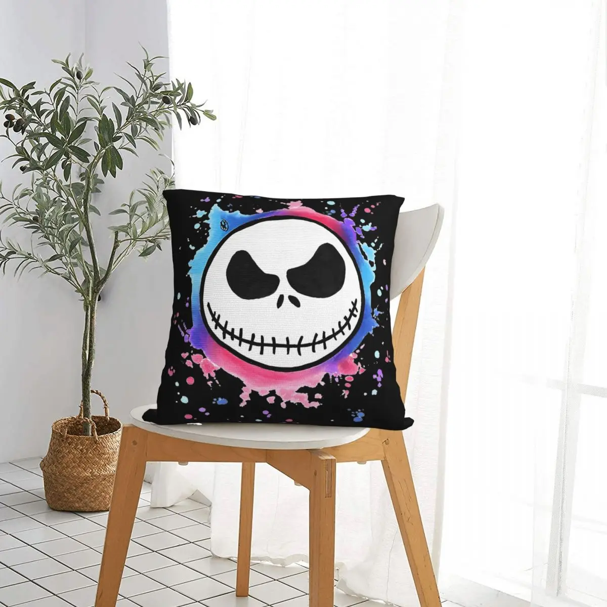 جاك سكيلينجتون وسادة تغطي غرفة المعيشة كابوس قبل عيد الميلاد غطاء الوسادة ديكور مضحك المخدة 45*45 #2
