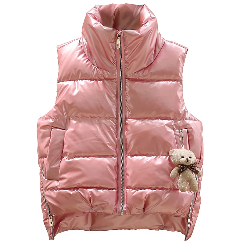 OLEKID 2024 primavera autunno lucido gilet senza lavaggio per ragazze giacca senza maniche ragazza calda 3-12 anni bambini adolescente bambini gilet