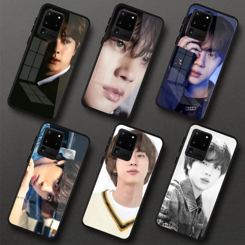 Kim Jin Seokjin Smart Phone Case for Samung S23 S22 S21 Pro Ultra A13 A33 A53 NOTE 20 PC Glass Phone Cover Funda