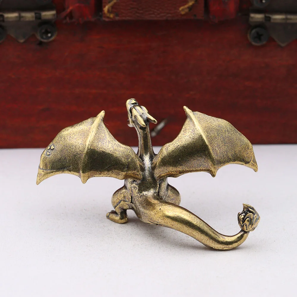 Brass Roaring Flying Dragon Small Statue Desktop Ornaments Vintage Animal Figurines Model Lucky Home Decoration Crafts Accessory view 3