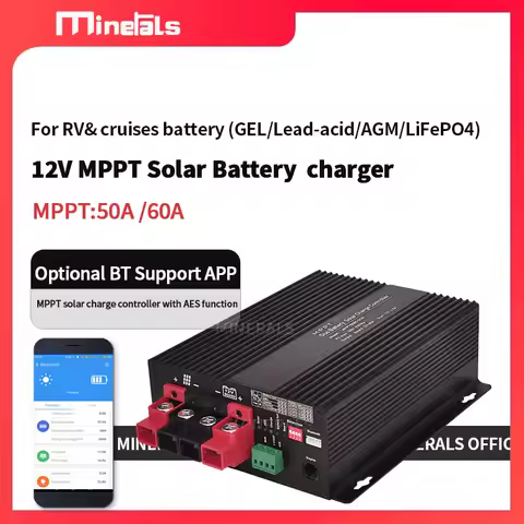 MPPT Controller 12V 60A 50A For Off-grid Power Generation System Support BT APP Solar Energy Charger