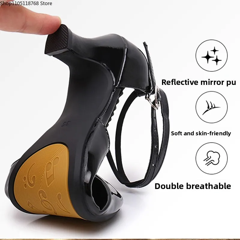 전문 라틴 댄스 신발 여성용 부드러운 밑창 스퀘어 댄스 신발 중간 높이의 모던 스포츠 신발