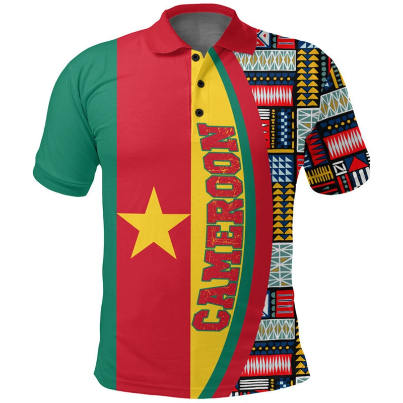 Vintage Men's Polo Shirt 3d Flag Of Cameroon Printed Men Clothing 2024 Daily Oversized Shirt Street Casual Fitness Running Tops