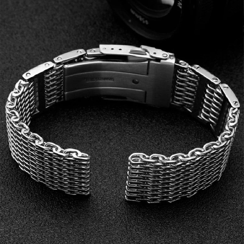 For SEIKO Seiko No.5 SRPD69K1 Omega Breitling Cool Shark Mesh Strap Stainless Steel Band Milan Watch Band Chain 20mm 22mm 24mm