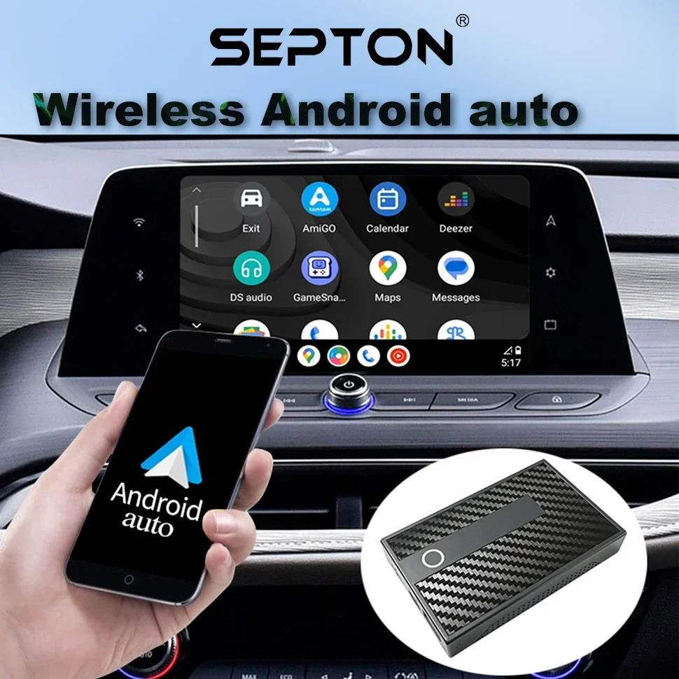 SPTON cableado a inalámbrico Carplay Ai Box inalámbrico CarPlay Android Auto adaptador accesorios de coche compatible con Netflix YouTube