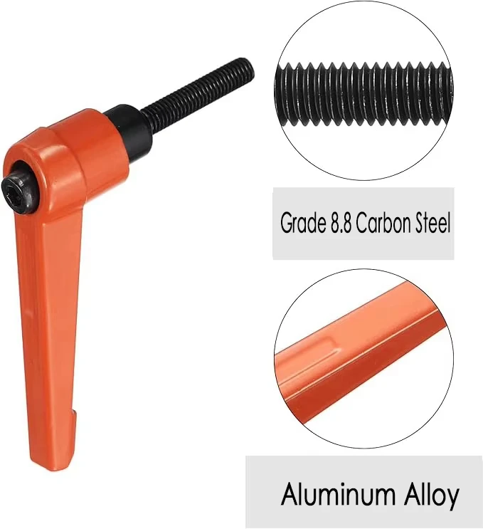 1/2Pcs M5 M6 M8 M10 M12 Orange Clamping Lever Colour Adjustable Clamping Handle Screws Bolt Locking Male Thread Knob