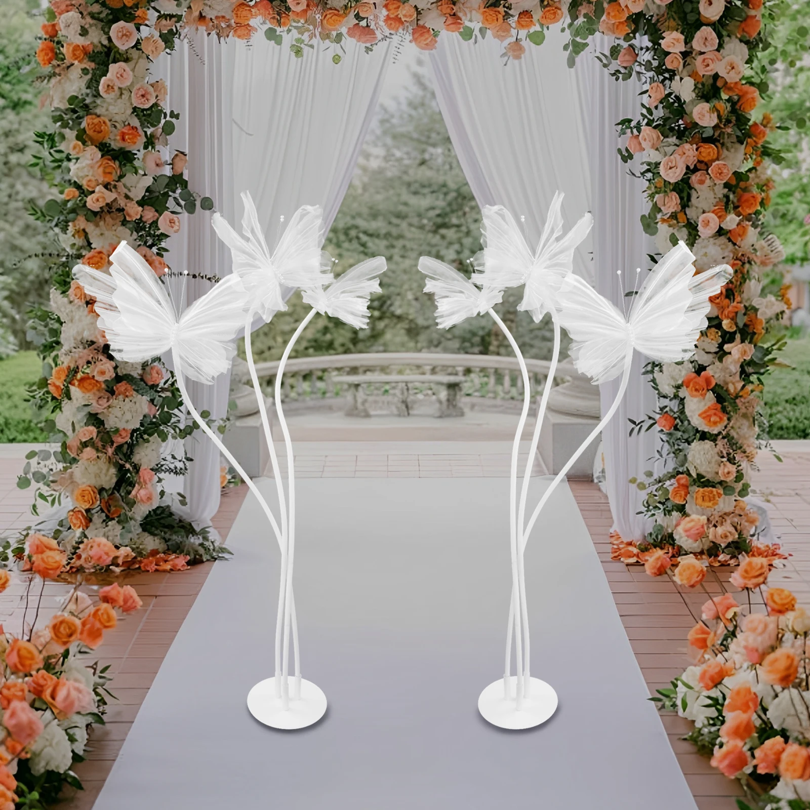

Free Standing Realistic Artificial Butterflies, 2PCS 19.69in Butterfly Decoration with Standing Base for Road Guidance