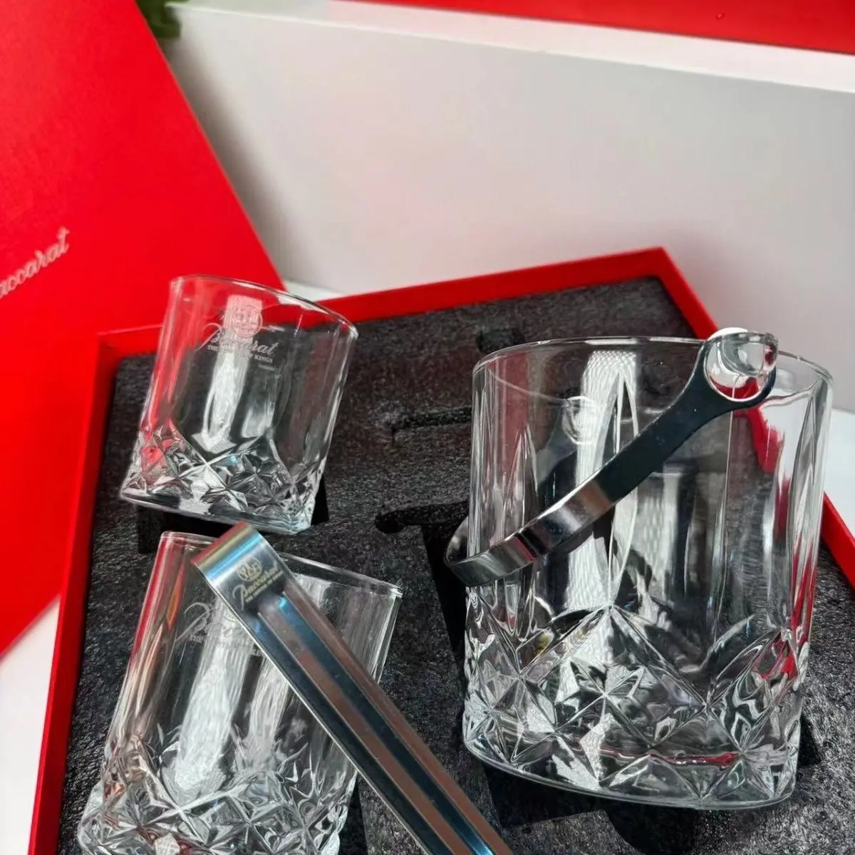 High-end relief ice bucket wine glass whisky cup beer cup gift box set new