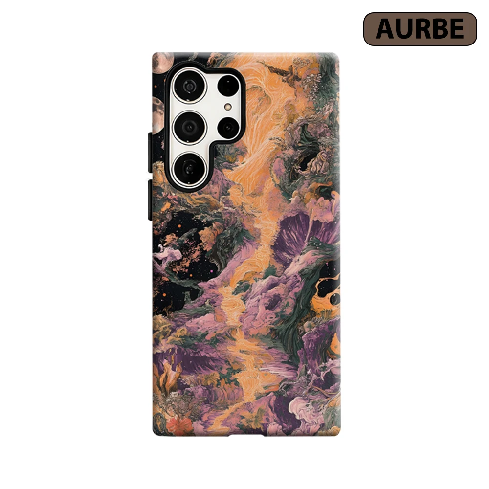 Cosmic Floral Torrent Phone Case for Samsung Galaxy S26 S25 Ultra S24 S23 Ultra Plus Shockproof Double Layer Tough Back Cover