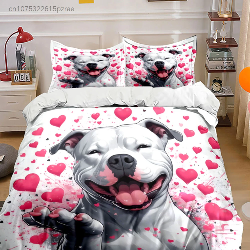 Dog Lover's Heart Trio Set Multiple Sizes kid's And adults' Bedroom Exquisite 3PC Bedding set, Gift