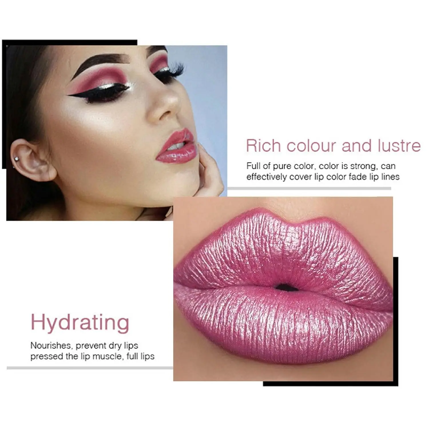 Bold & Intense Mermaid Ji Shiny Metallic Lipstick Pearlescent Lipstick,Long Lasting Lip Senior Matte Lip Makeup Gifts for Women