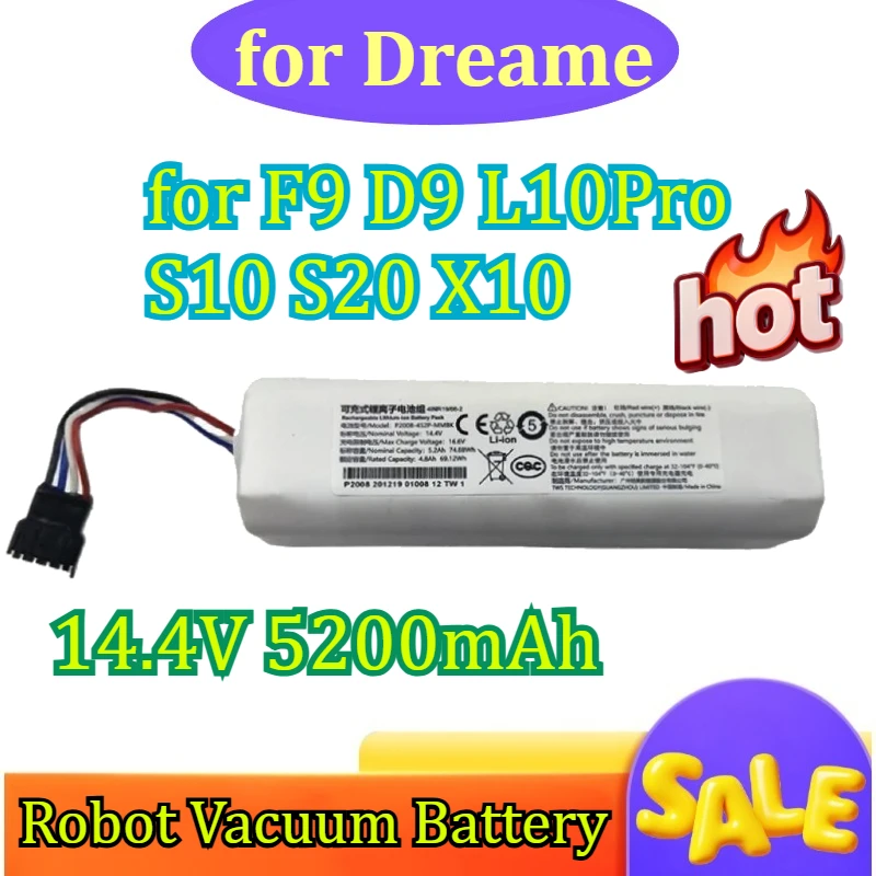 

Аккумулятор литиевый перезаряжаемый 14.4В 5200мАч для роботов-пылесосов Dreame F9 D9 L10Pro S10 S20 X10