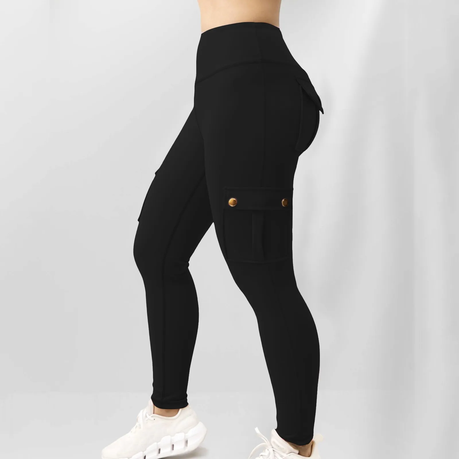 Pocket Design Butt Lifting Active Pants Workwear with Pocket Fitness Pants Women's High Elastic Tight Pants Running Trousers