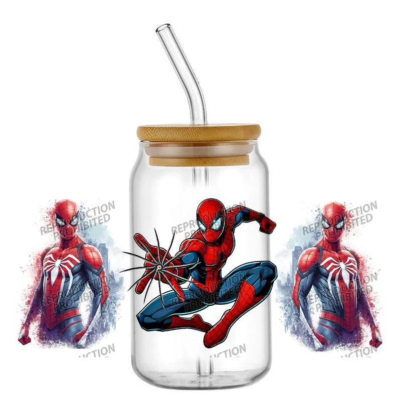 Beliebte Helden-Serie UV-DTF-Aufkleber für 16oz Becher, Tassen, Flaschen, DIY-Becherummantelung, kreative handgemachte Aufkleber, Heimdekoration