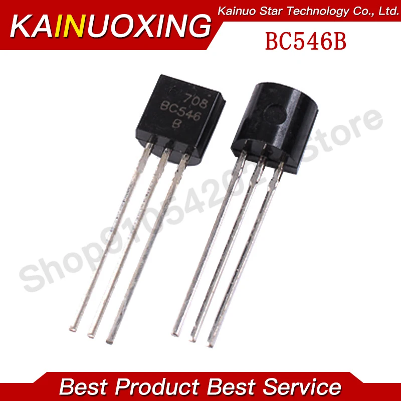 100Pcs BC546B BC546 TO-92 NPN Transistor 65V 0.1A Low Power Triode