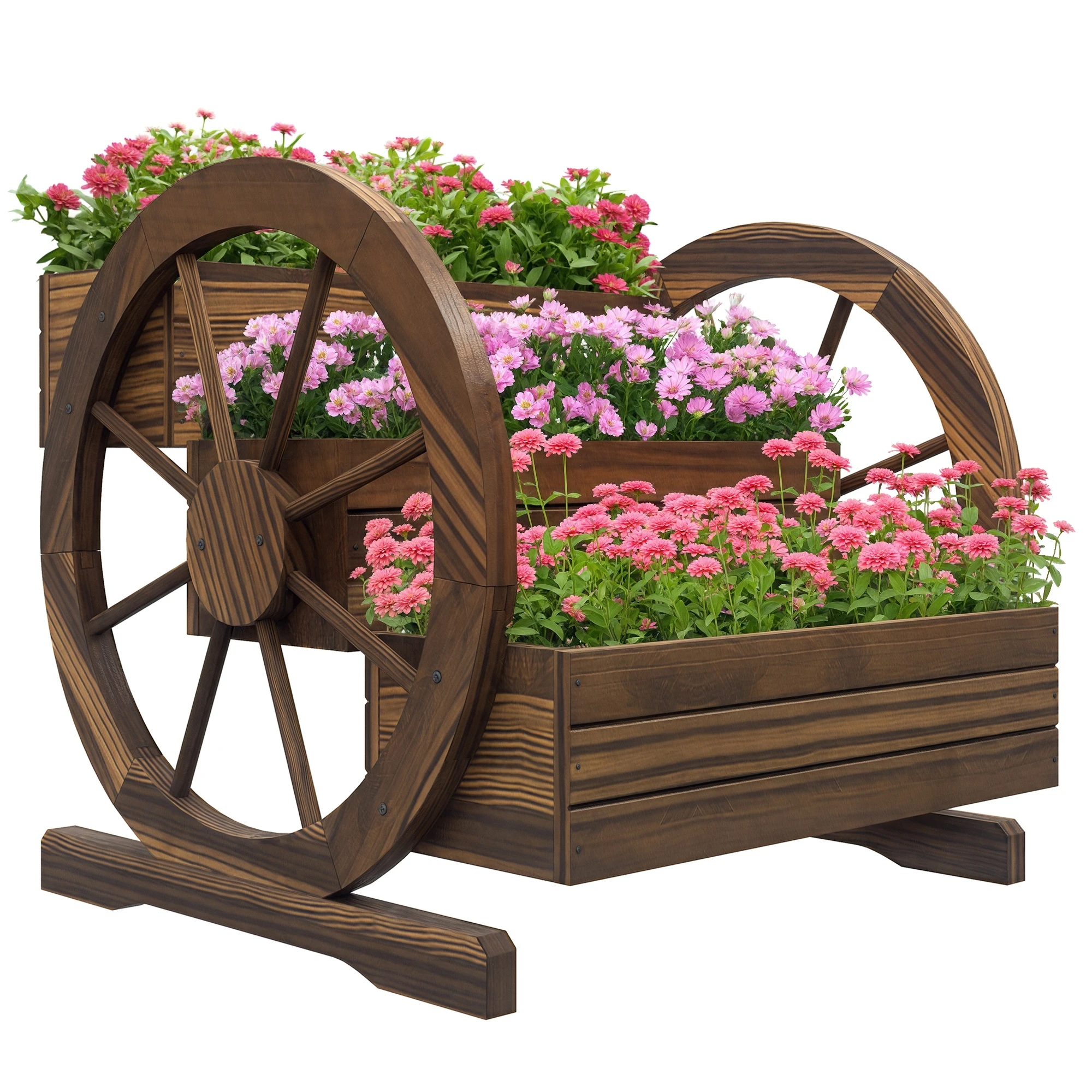 Outsunny Jardinera de Madera Macetero de 3 Niveles 61x62x57 cm