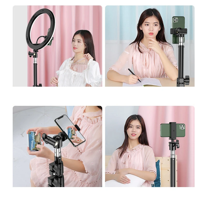 휴대폰 카메라 라이트 스탠드용 삼각대, 사진 삼각대 및 1/4 나사, LED 링 라이트, 휴대용 파노라마 카메라 브래킷