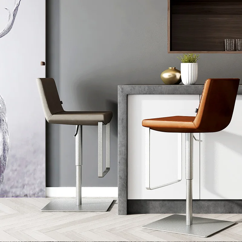 Tabouret de Bar en Acier Inoxydable avec Dossier Rotatif, Chaise Haute Moderne et Minimaliste, Chaise de Réception Légère de Luxe