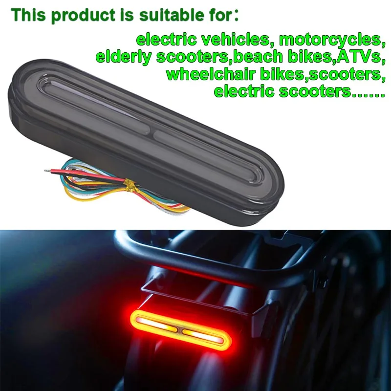 

3in1 Motorcycle LED Tail Lights Turn Signal Lamp DRL Lamp Running Light Moto Fender Flash Red Rear Brake Stop Lights 12/24V