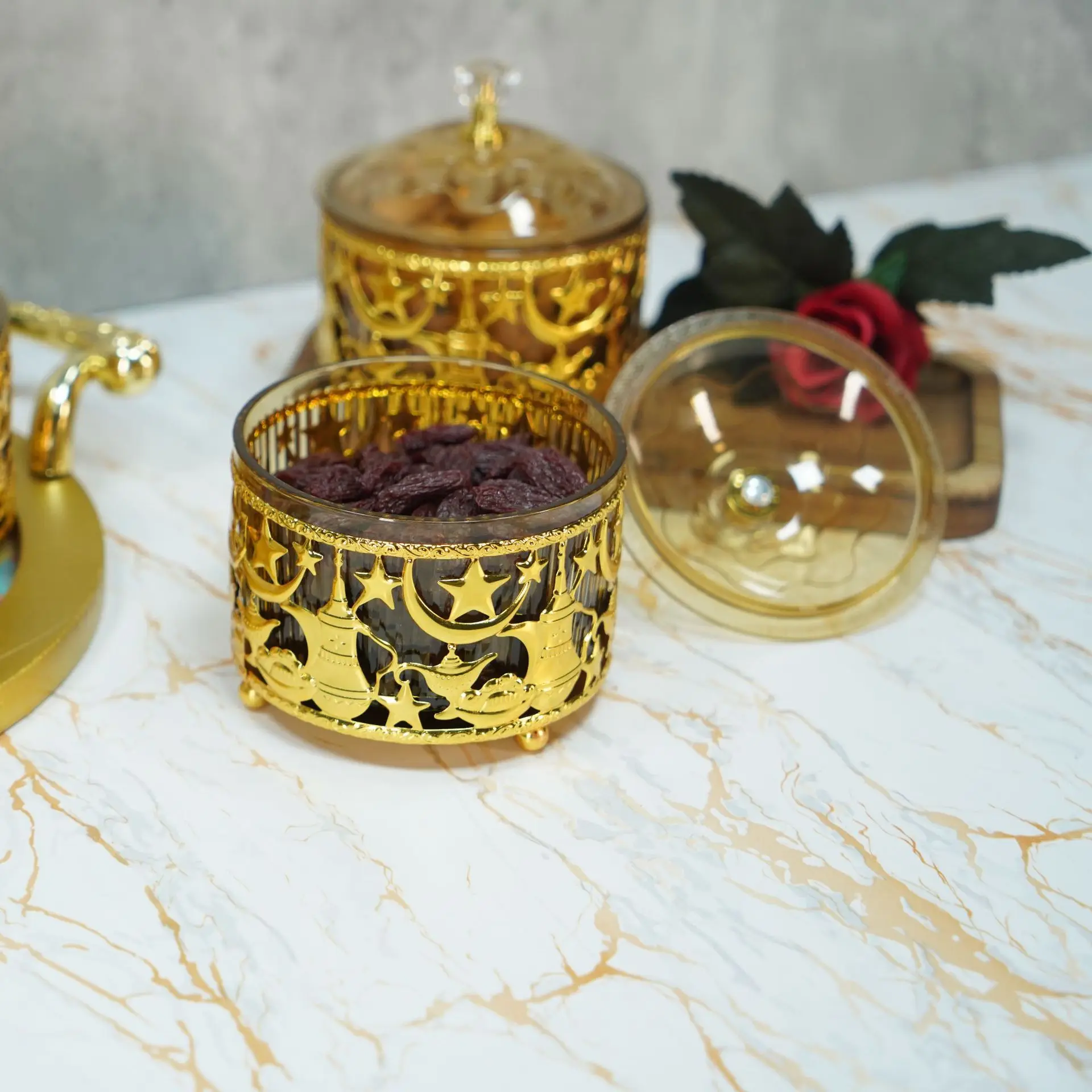 Middle East holiday snack tray ornament office desktop storage electroplated iron home decoration
