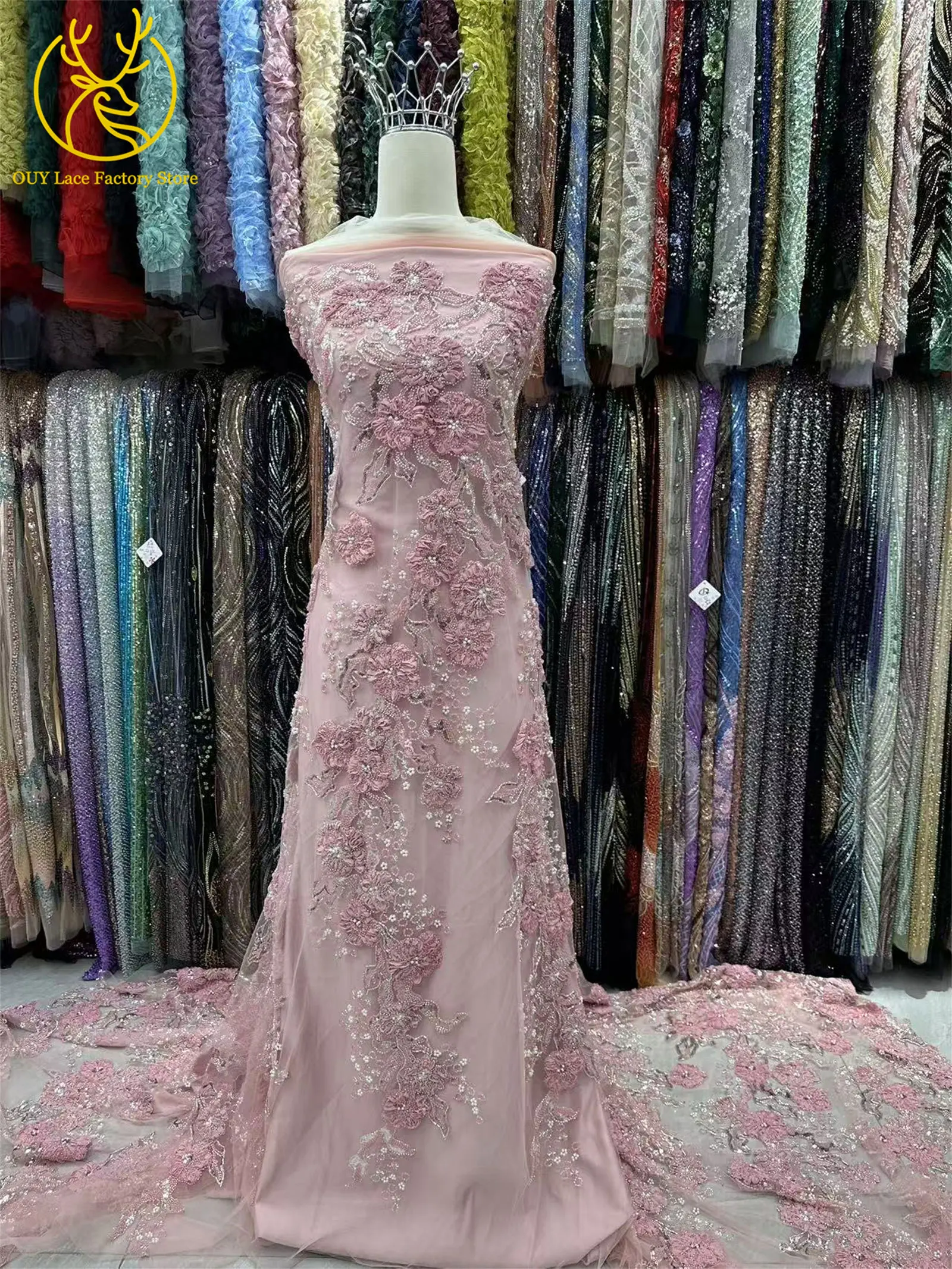 Luxuriöser Afrikanischer Pailletten-Perlen-Stickerei-Spitzenstoff 2026 Neuer Stil Nigerianischer Braut-Hochzeits-Stickerei-Französischer Tüll-Kleiderstoff – Detail 9
