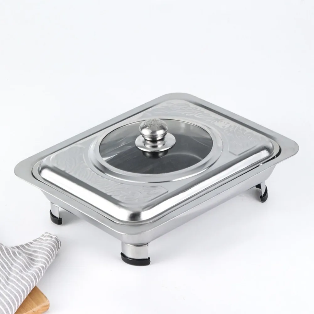 

Serving Plate Stainless Steel Chafing Dish Food Tray Practical Rectangle Pan Dishes Warmer Smooth Metal Pot Pans Dining