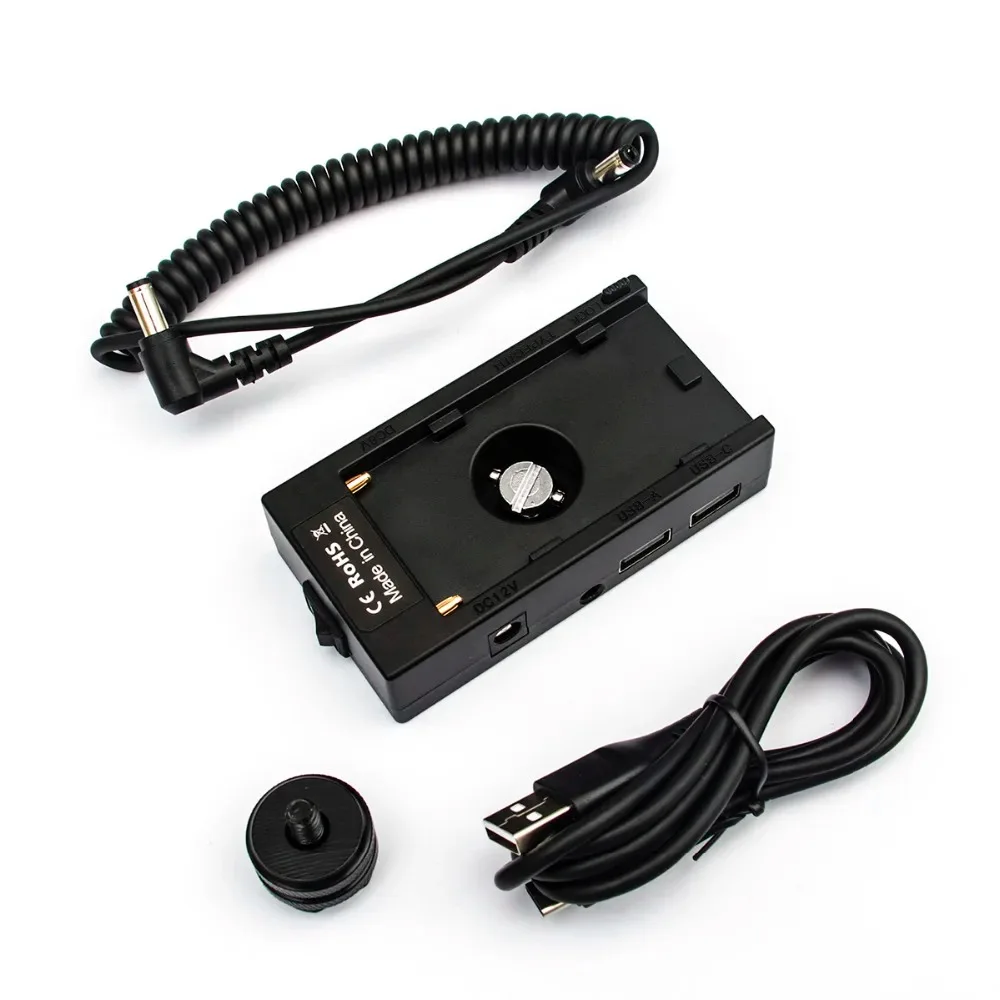 New F970 F550 F770 Multi-Use Power Supply Adapter Battery Mount w/ DC 12V 8V Output USB-C 9V Fast Charging Type-C 5V Power Input