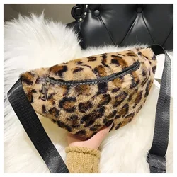 Borsa con stampa leopardata per donna autunno inverno nuova borsa a tracolla diagonale in peluche retrò borsa a tracolla in pelliccia da ragazza alla moda e alla moda